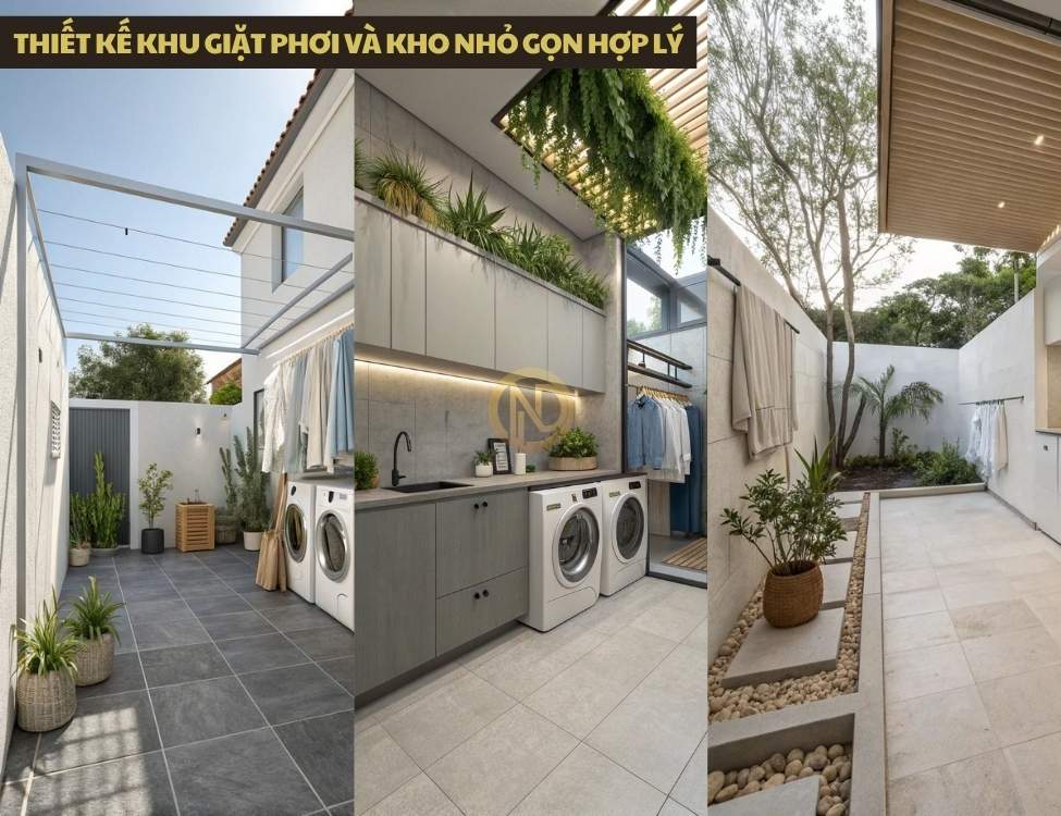 Thiết kế khu giặt phơi và kho nhỏ gọn hợp lý