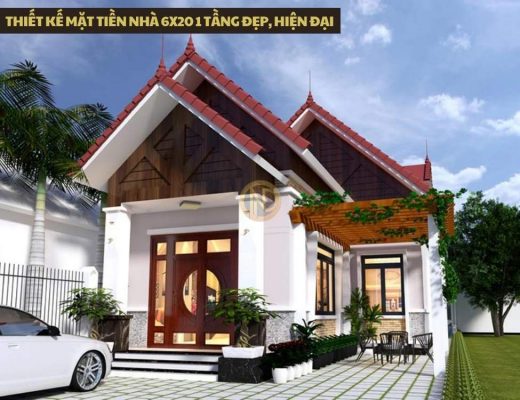Thiết kế mặt tiền nhà 6x20 1 tầng đẹp, hiện đại