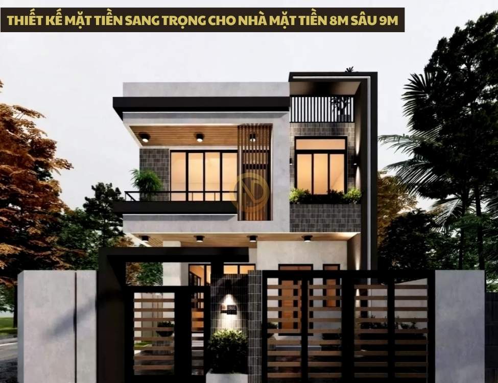 Thiết kế mặt tiền sang trọng cho nhà mặt tiền 8m sâu 9m