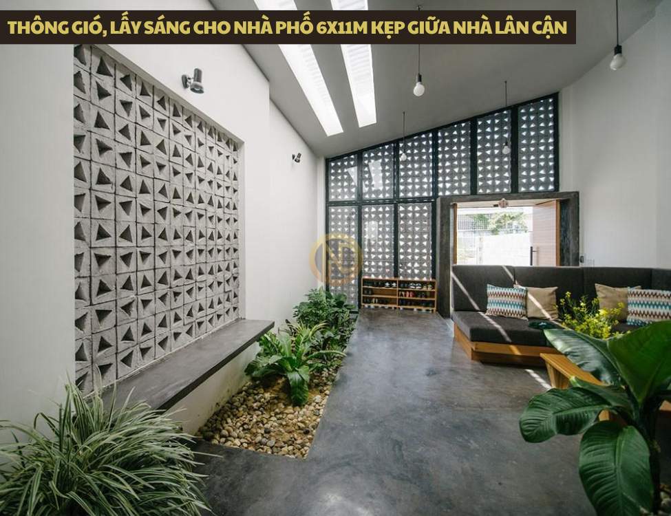 Thông gió, lấy sáng cho nhà phố 6x11m kẹp giữa nhà lân cận