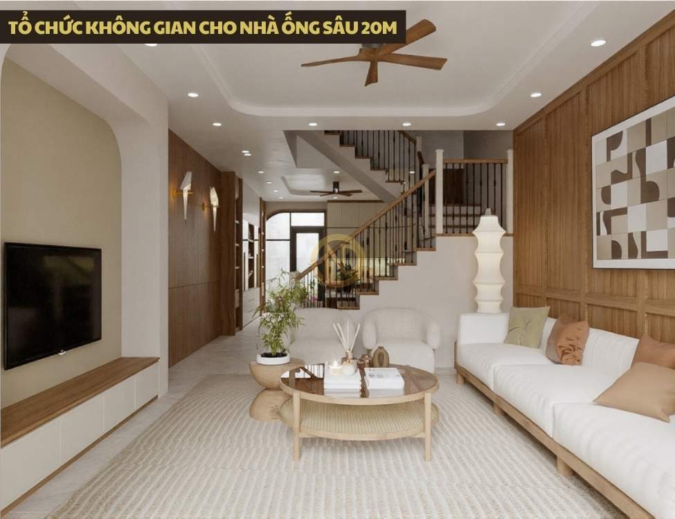 Tổ chức không gian cho nhà ống sâu 20m