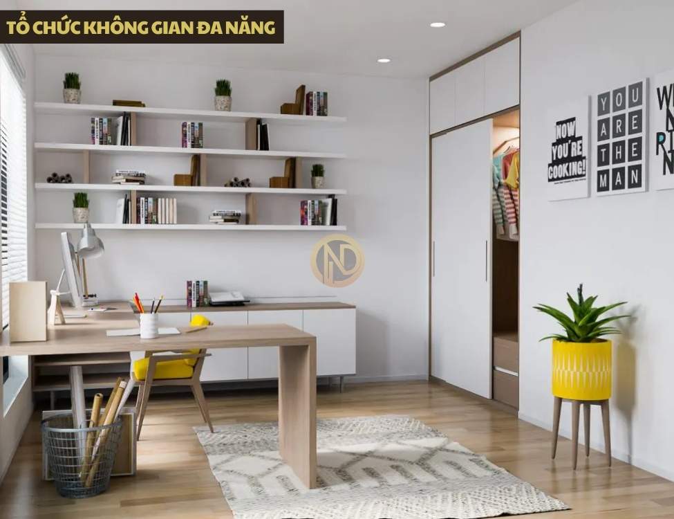 Tổ chức không gian đa năng: góc học tập, làm việc, phòng sinh hoạt chung cho cả gia đình