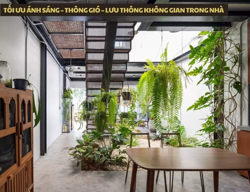 Tối ưu ánh sáng – thông gió – lưu thông không gian trong nhà sâu 15m với mặt bằng nhà 6x15 2 tầng