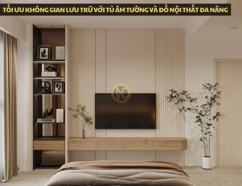 Tối ưu không gian lưu trữ với tủ âm tường và đồ nội thất đa năng