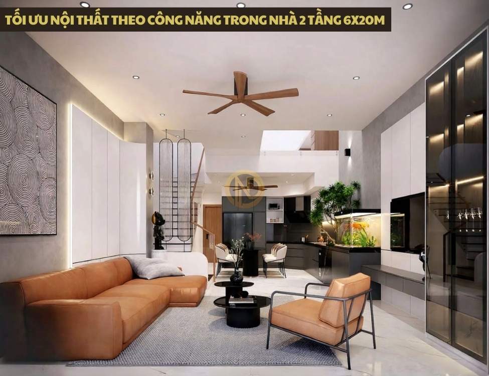 Tối ưu nội thất theo công năng trong nhà 2 tầng 6x20m