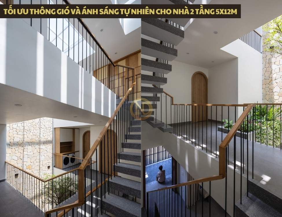 Tối ưu thông gió và ánh sáng tự nhiên cho nhà 2 tầng 5x12m