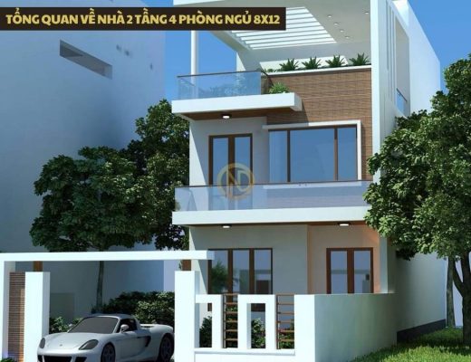Tổng quan về nhà 2 tầng 4 phòng ngủ 8x12