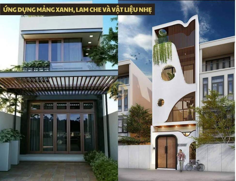 Ứng dụng mảng xanh, lam che và vật liệu nhẹ để tạo cảm giác thoáng