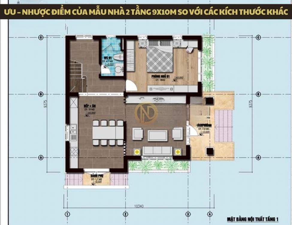 Ưu – nhược điểm của mẫu nhà 2 tầng 9x10m so với các kích thước khác