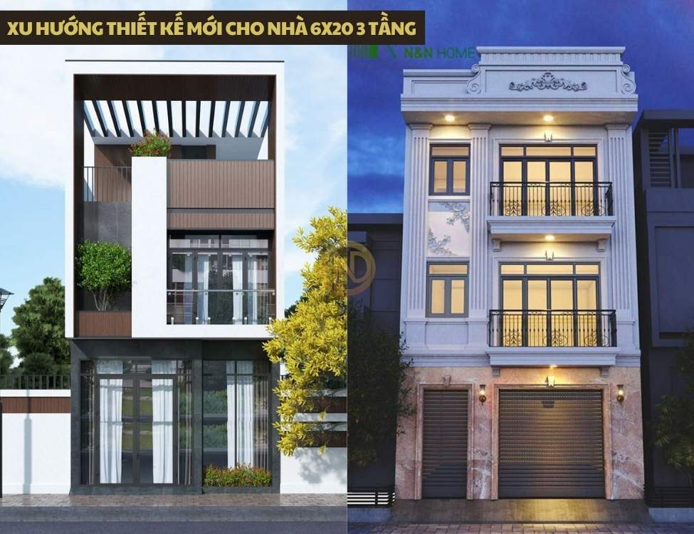 Xu hướng thiết kế mới cho nhà 6x20 3 tầng