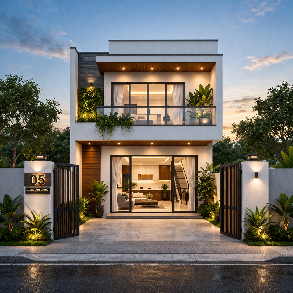 Mẫu nhà 5x20 có sân trước