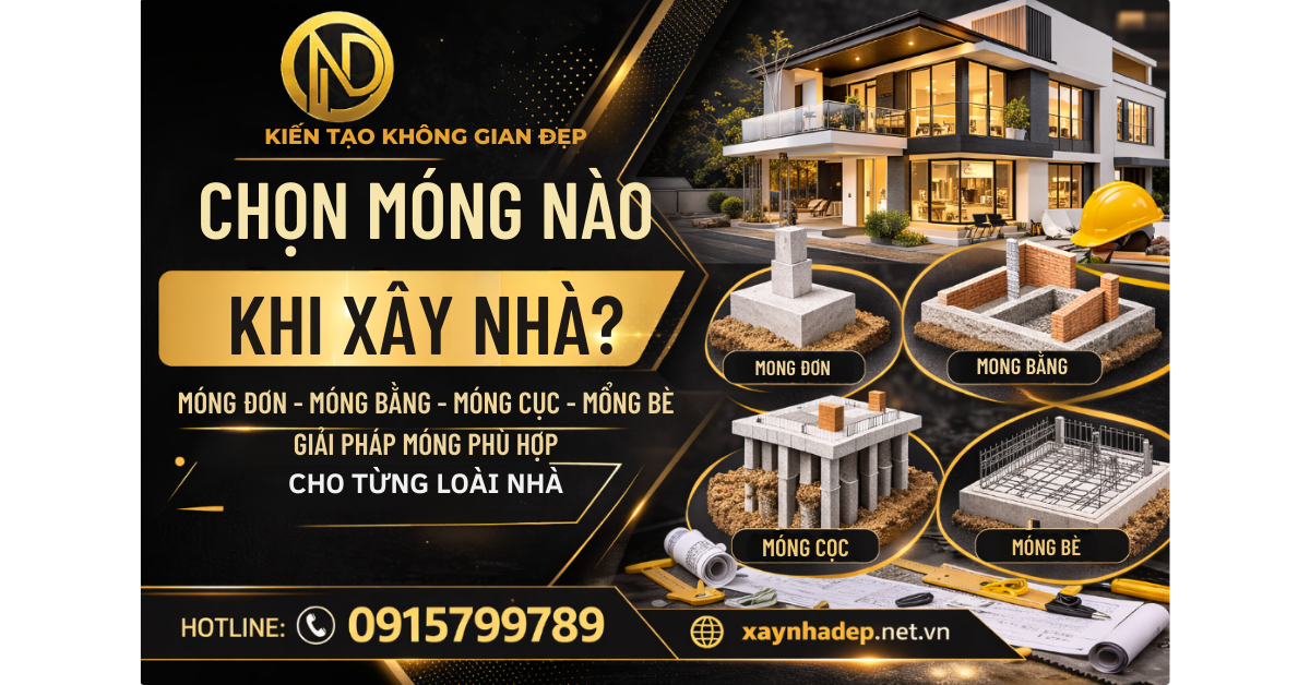 Chọn móng nhà phù hợp khi xây nhà - móng đơn móng băng móng cọc móng bè