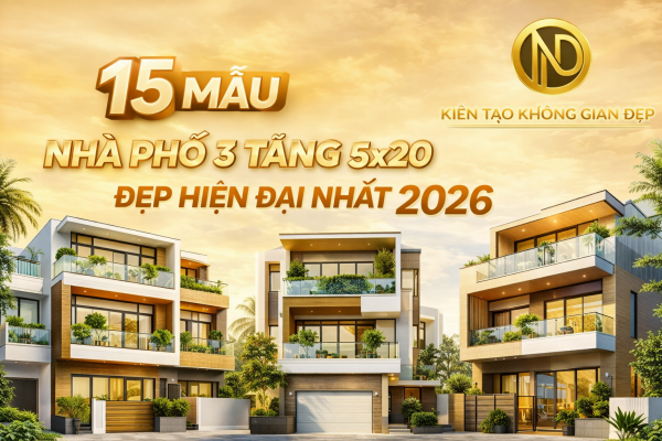 15 mẫu nhà phố 3 tầng 5x20 đẹp hiện đại nhất 2026