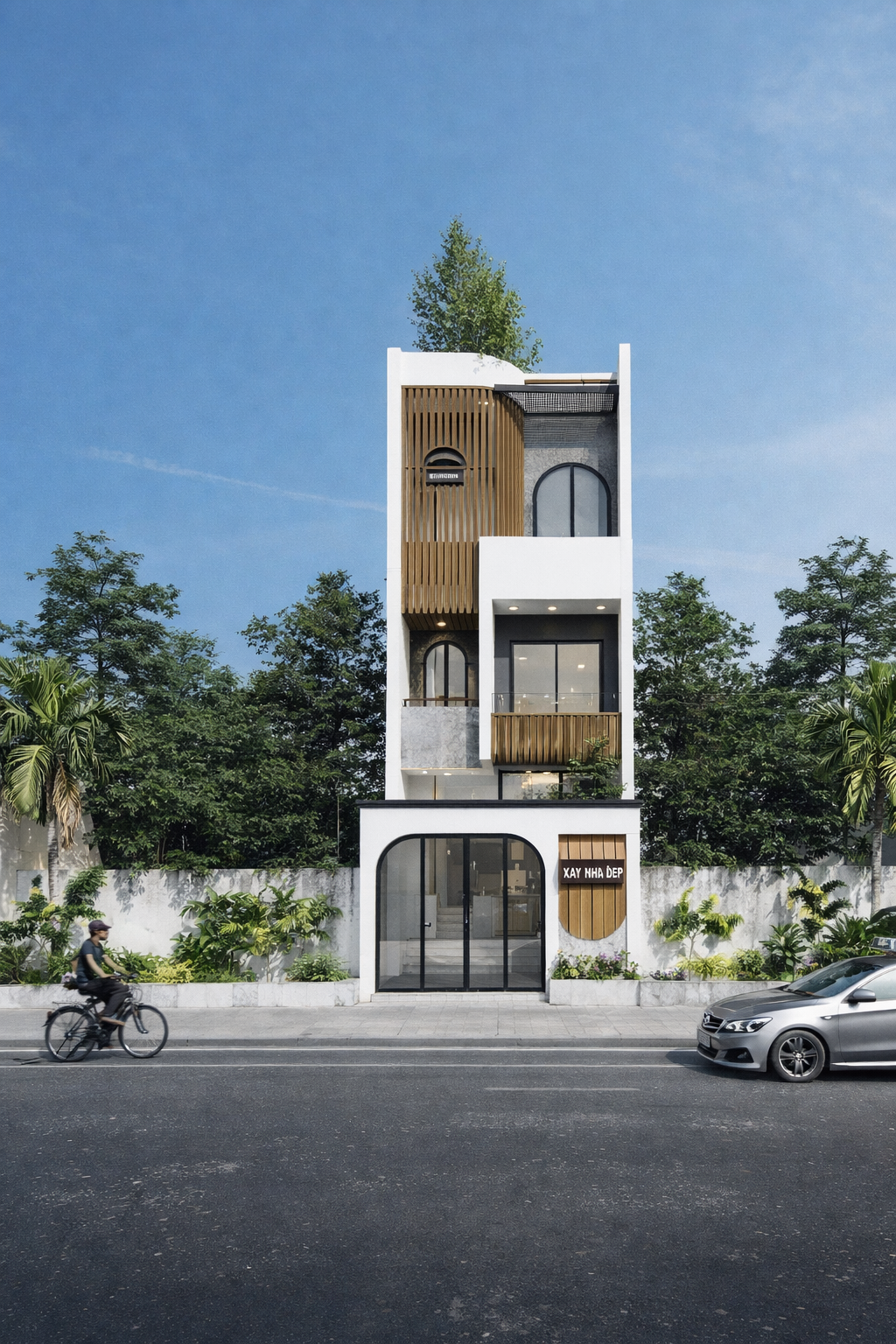 mẫu nhà phố 3 tầng 5x20 hiện đại đẹp mặt tiền