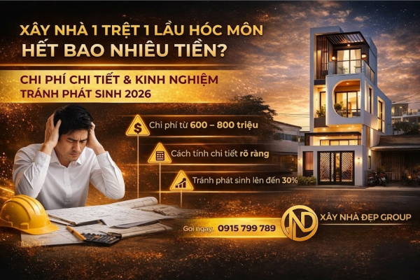 xây nhà 1 trệt 1 lầu Hóc Môn hết bao nhiêu tiền chi phí mới nhất 2026