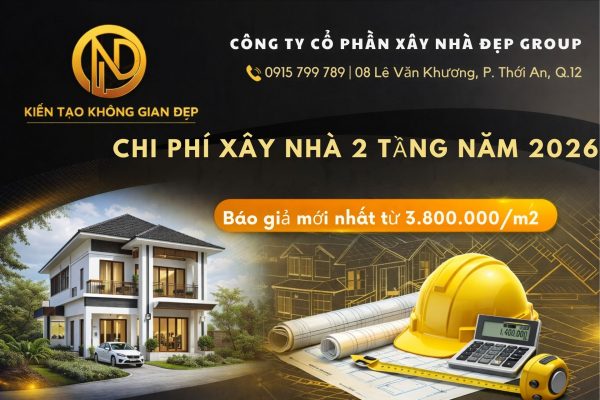 chi phí xây nhà 2 tầng năm 2026 báo giá mới nhất xây nhà đẹp group