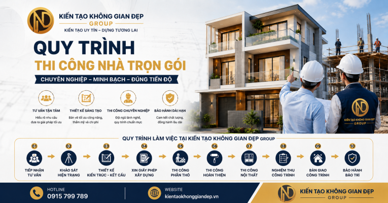 Quy trình thi công nhà trọn gói tại Xây Nhà Đẹp Group từ tư vấn thiết kế đến bàn giao công trình