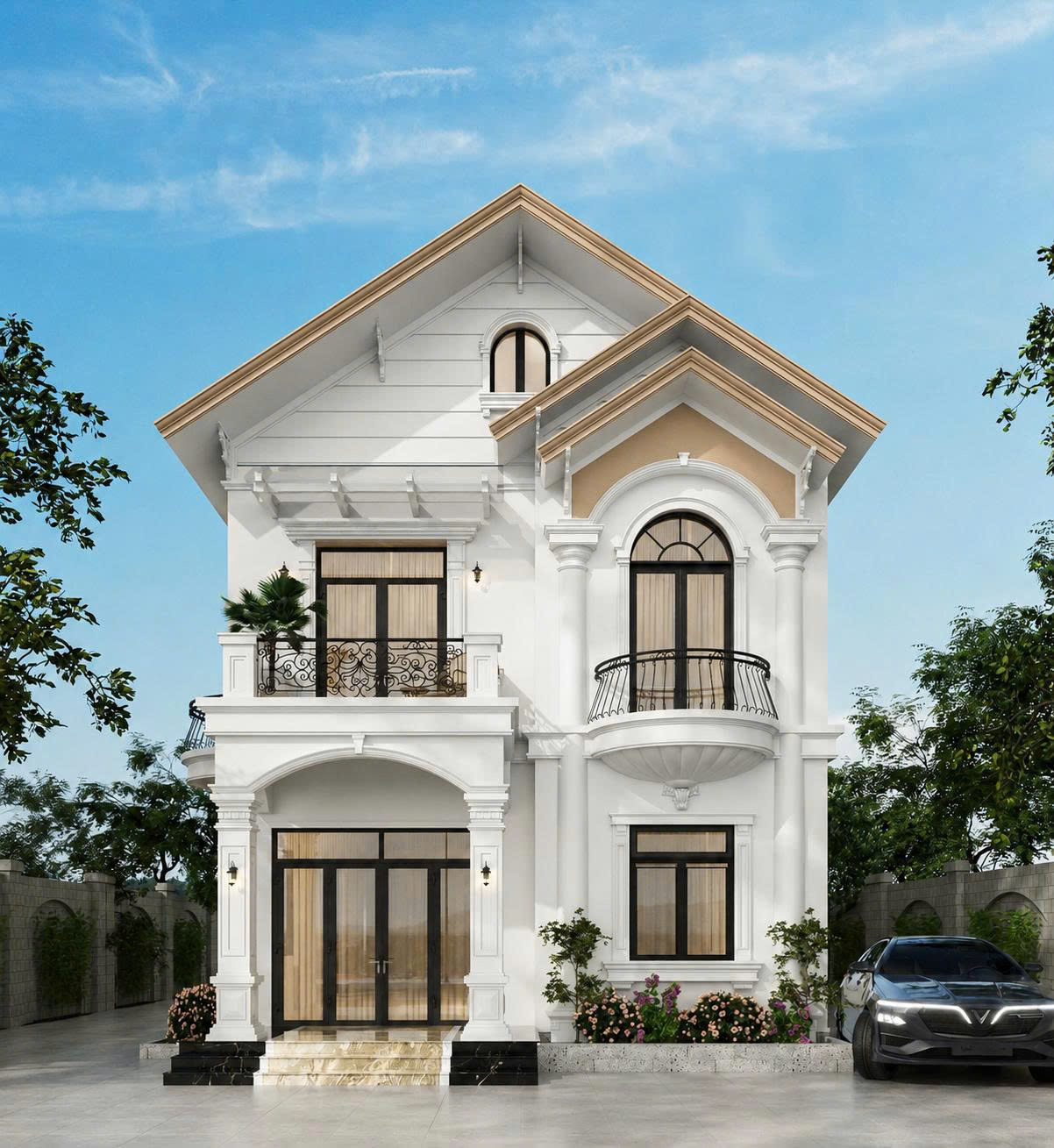 mẫu nhà tân cổ điển 2 tầng