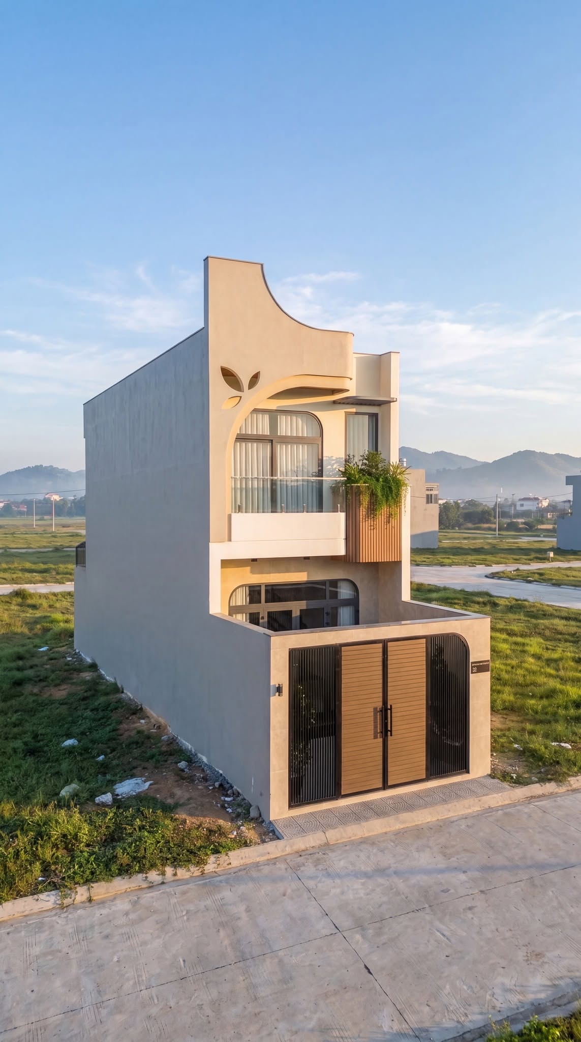 Phối cảnh Mẫu Nhà Phố 1 Trệt 1 Lầu Hiện Đại