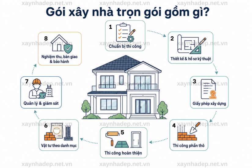 Các hạng mục trong dịch vụ xây nhà trọn gói gồm những gì