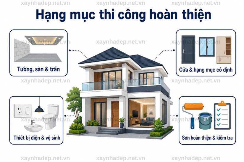 Các hạng mục trong dịch vụ xây nhà trọn gói gồm những gì