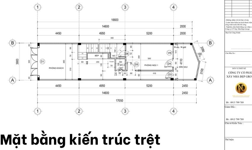 Mẫu nhà phố 4x17m 1 trệt 2 lầu 1 tum hiện đại 4 phòng ngủ