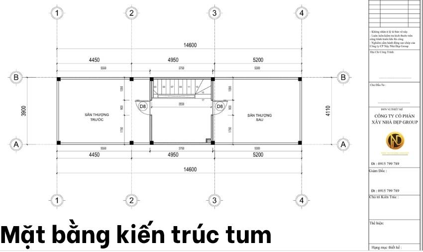 Mẫu nhà phố 4x17m 1 trệt 2 lầu 1 tum hiện đại 4 phòng ngủ