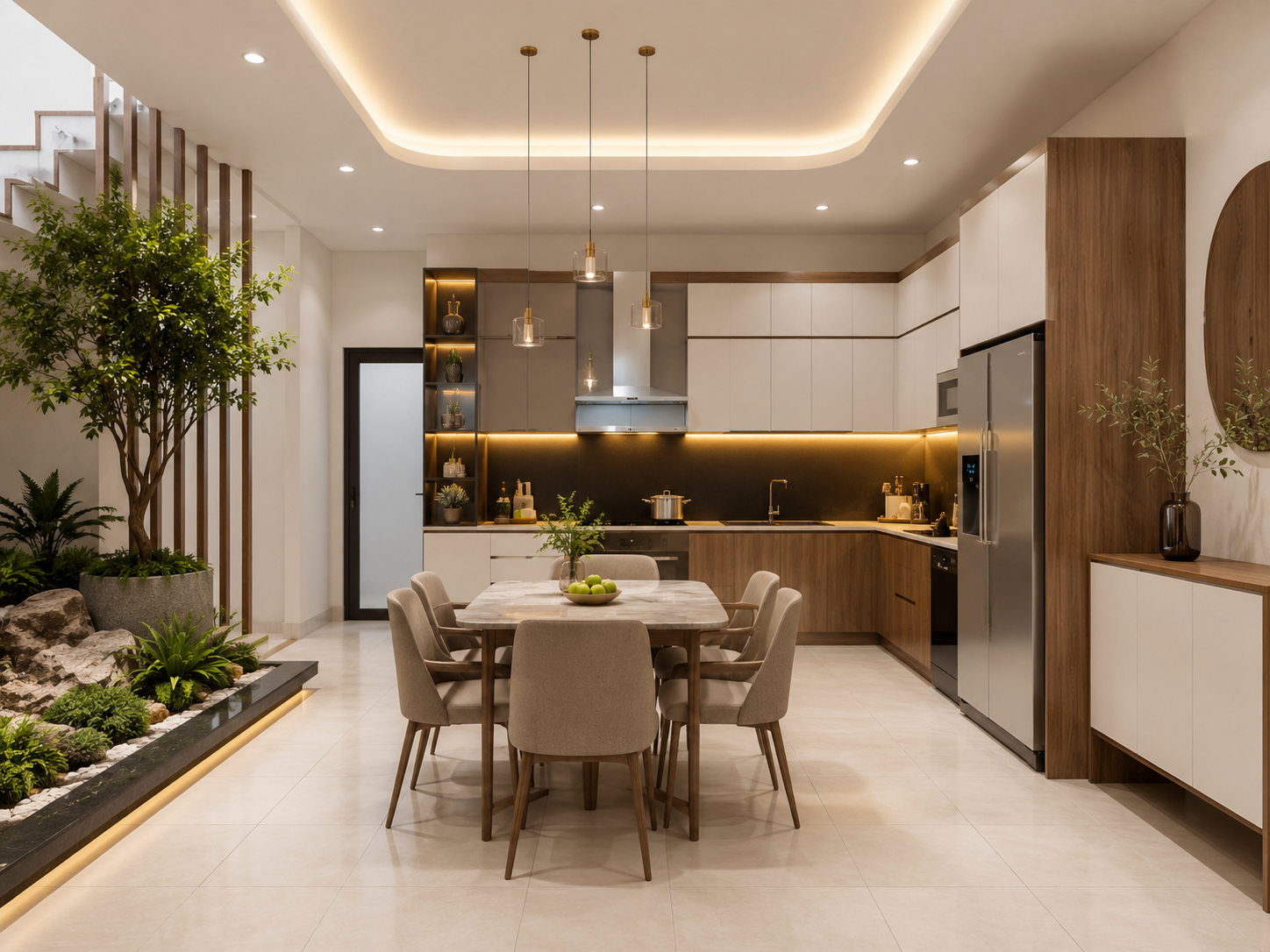 Phòng bếp mẫu nhà phố 2 tầng hiện đại 5x20m