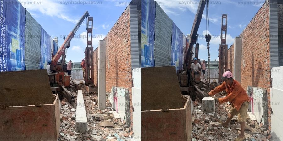 Thi công phần móng, anh Hùng, Đông Thạnh