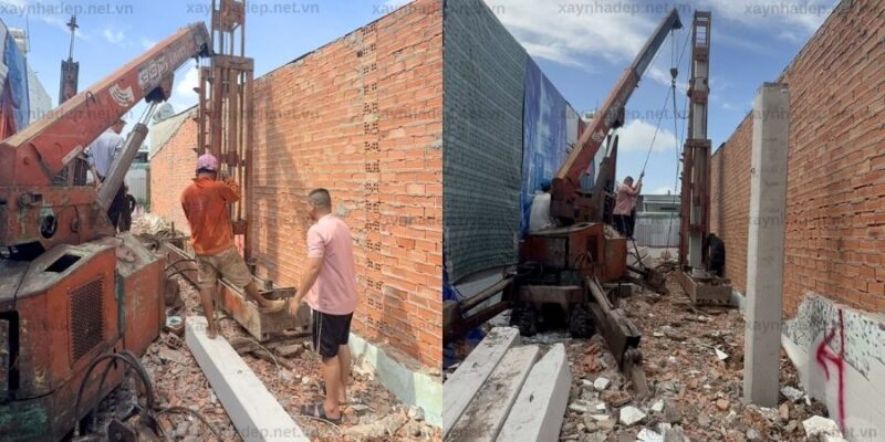 Thi công phần móng, anh Hùng, Đông Thạnh