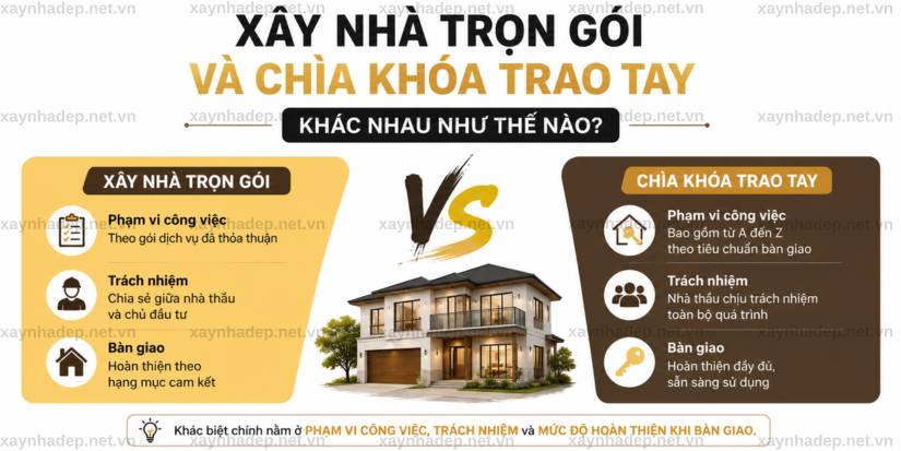 Xây nhà trọn gói và chìa khóa trao tay khác nhau như thế nào