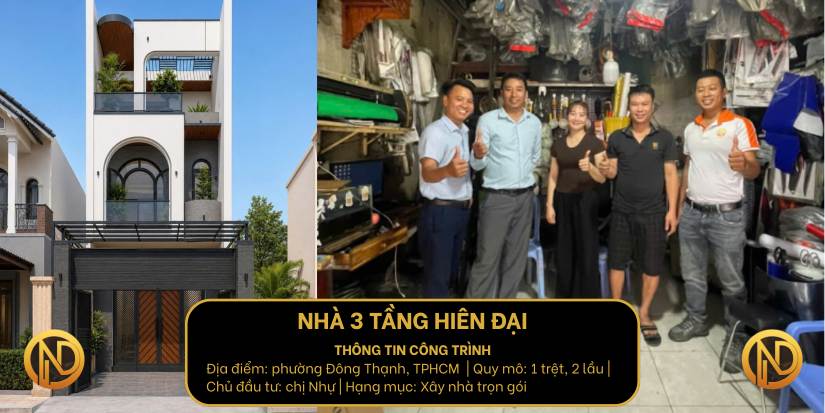Nhà 3 tầng hiện đại của chị Nhự, phường Đông Thạnh, TPHCM