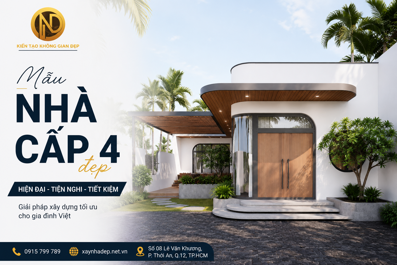 Mẫu nhà cấp 4 đẹp hiện đại - Xây Nhà Đẹp Group