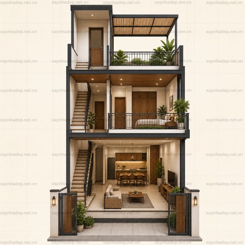 Hệ số tầng trệt, tầng lầu, tum và phần có mái che