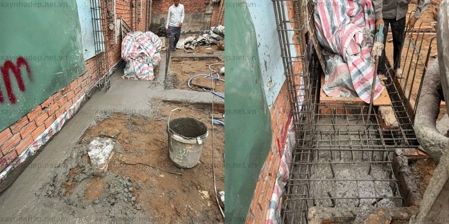 Thi công móng công trình nhà chị Nhự tại Đông Thạnh
