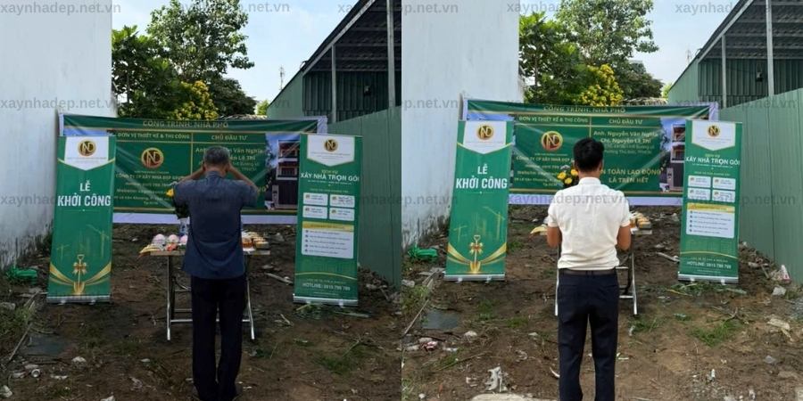 Lễ động thổ công trình nhà phố hiện đại, anh Nghĩa, chị Thi, Thủ Đức