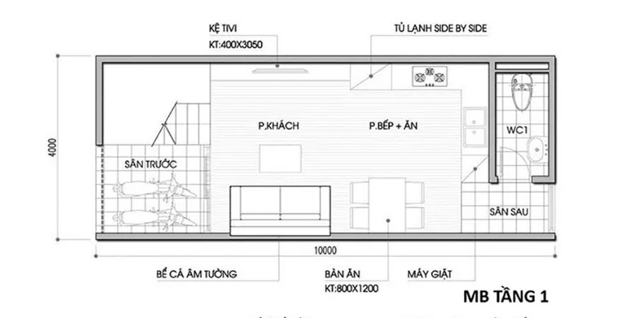 Công năng nào phù hợp với diện tích 4x10
