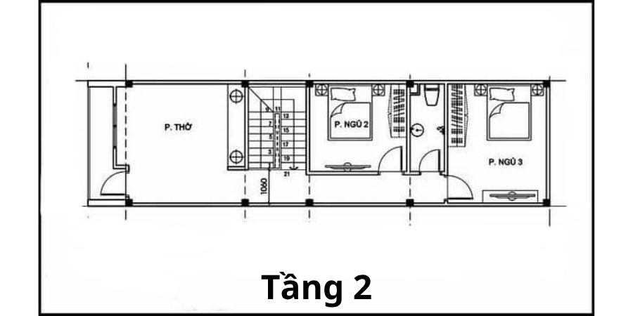 Bản vẽ công năng Mẫu Nhà Phố 2 Tầng Hiện Đại 4x15
