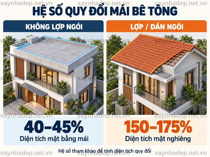 Cách Tính Diện Tích Mái Bê Tông, Mái Tôn, Mái Ngói