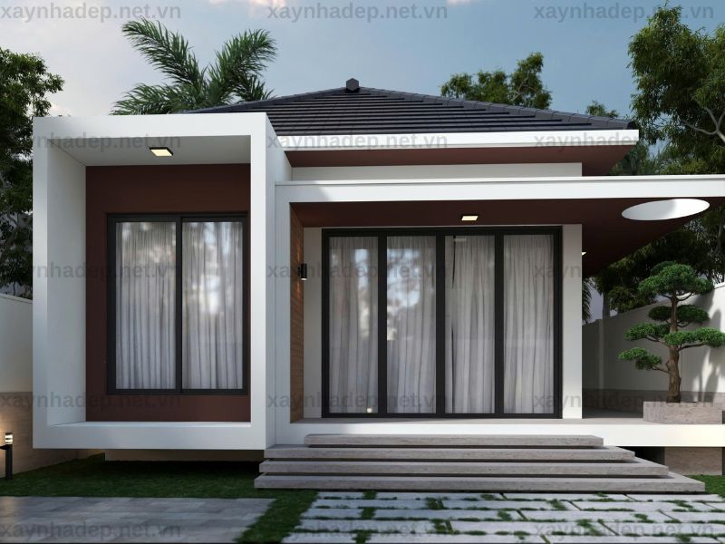 Mẫu nhà cấp 4 mái Nhật 12x15 hiện đại