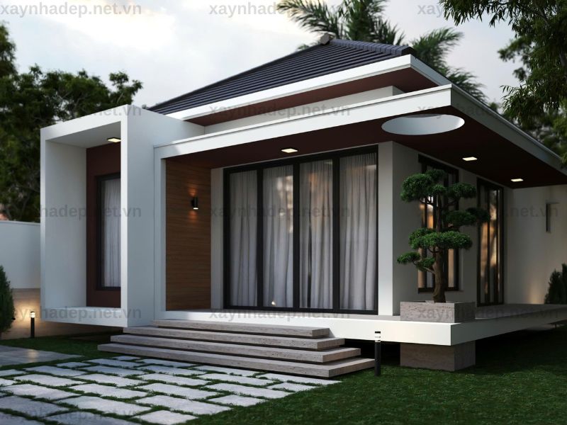Mẫu nhà cấp 4 mái Nhật 12x15 hiện đại
