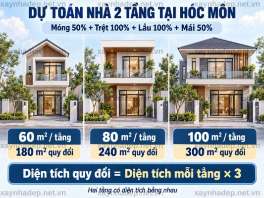 Chi phí xây nhà 2 tầng Hóc Môn