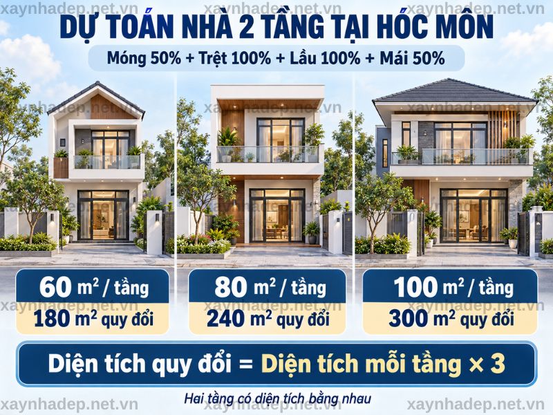 Chi phí xây nhà 2 tầng Hóc Môn