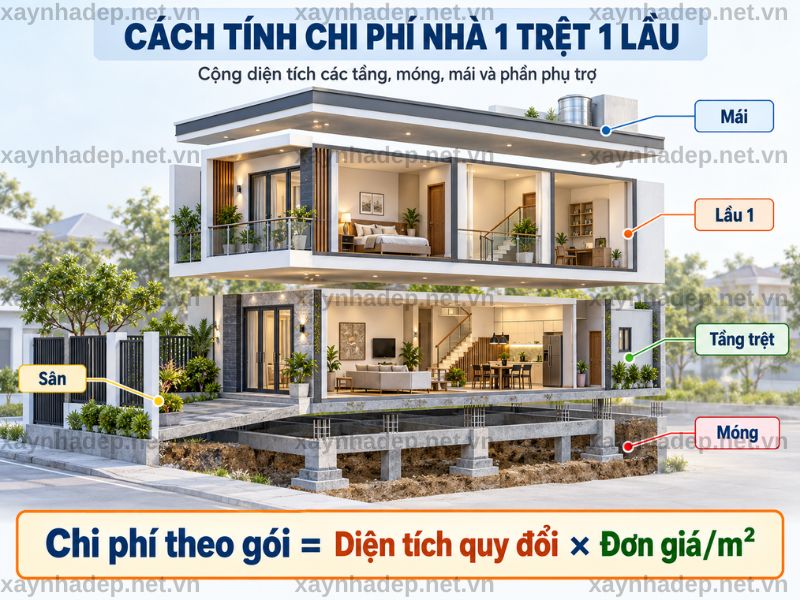 Chi phí xây nhà 2 tầng Hóc Môn