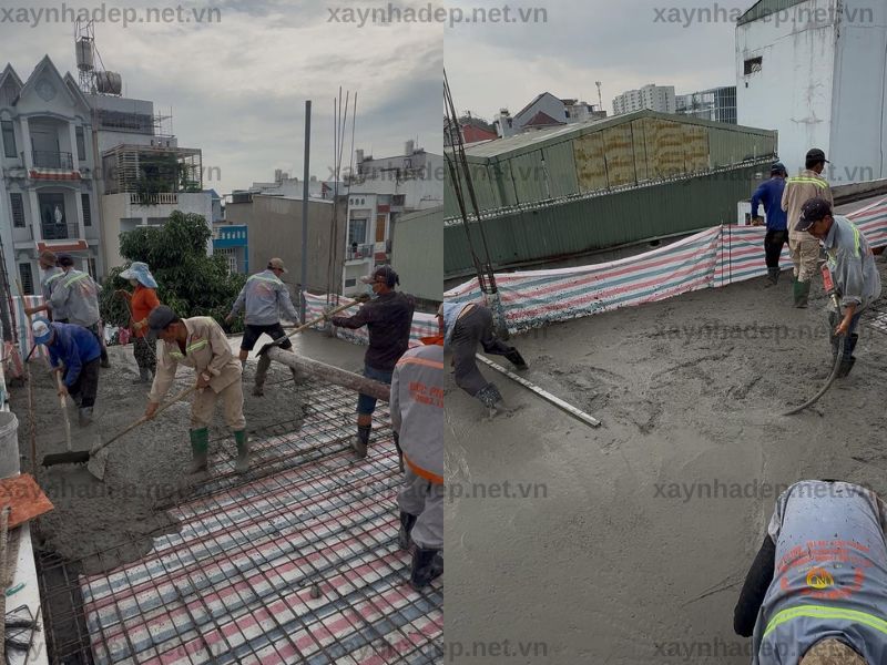Đổ bê tông sàn nhà anh Lê Quang Vui tại phường Thới An, TP.HCM