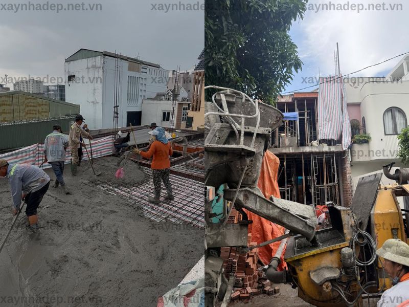 Đổ bê tông sàn nhà anh Lê Quang Vui tại phường Thới An, TP.HCM