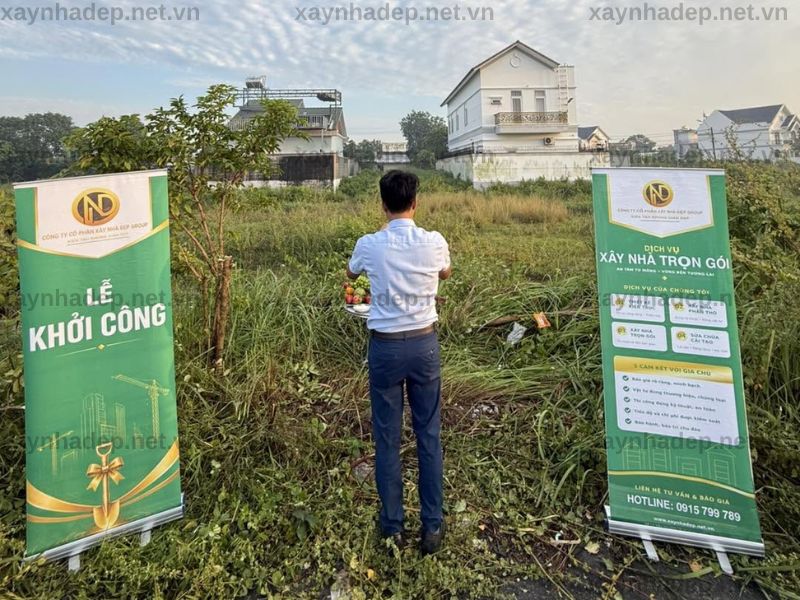 Lễ động thổ khởi công nhà cấp 4 mái Nhật của anh Lộc tại Củ Chi (2)