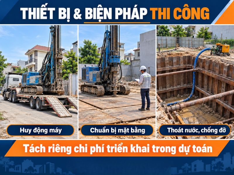 Thiết bị chuyên dụng và biện pháp thi công làm tăng chi phí triển khai