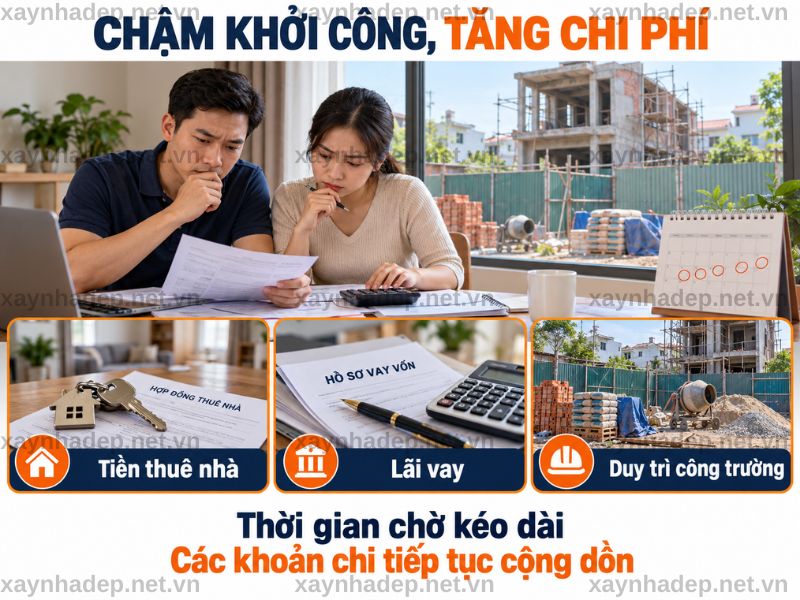 Trì hoãn khởi công và kéo dài tiến độ làm tăng tiền thuê nhà, lãi vay và quản lý công trường