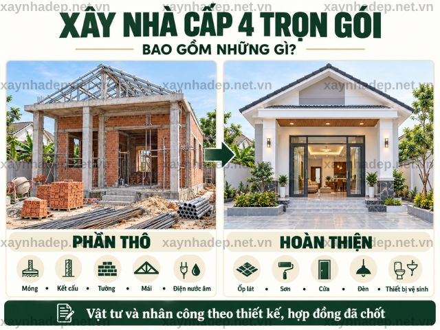 Xây nhà cấp 4 trọn gói bao gồm những hạng mục nào?